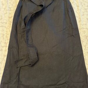 Elegant Black Wrap Linen Skirt